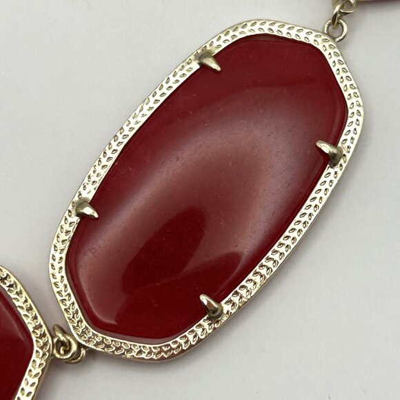 Kendra Scott Statement Necklace Fuchsia Pink Oval Stones Gold Tone Retired - Picture 3 of 11